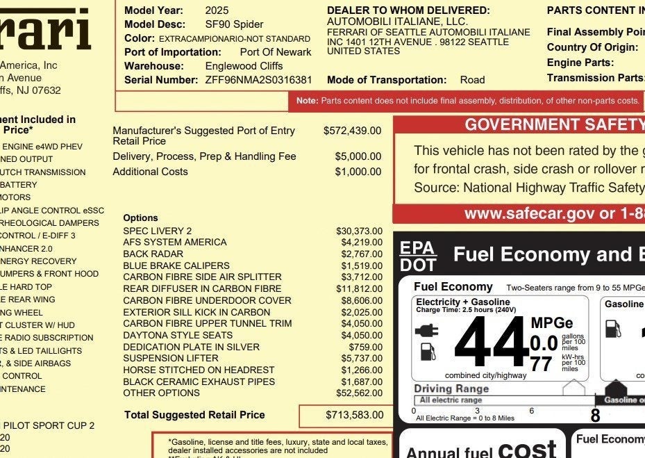 2025 Ferrari SF90 Spider Base