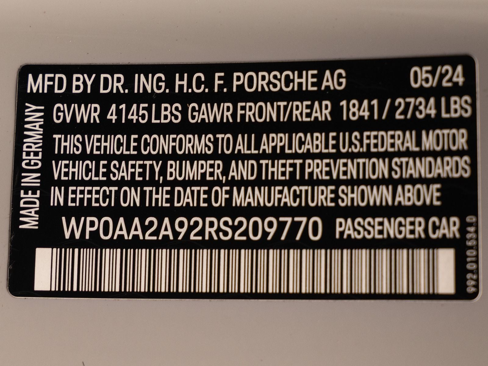 2024 Porsche 911 911 Carrera T
