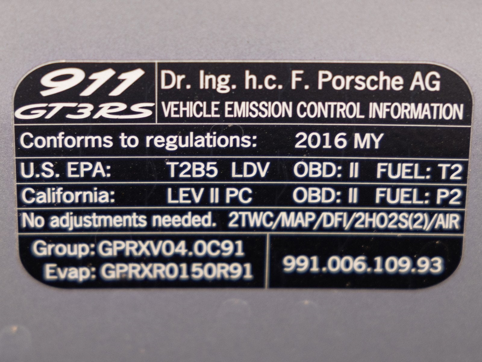 2016 Porsche 911 911 GT3 RS