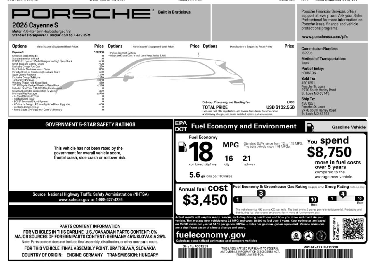2026 Porsche Cayenne Cayenne S