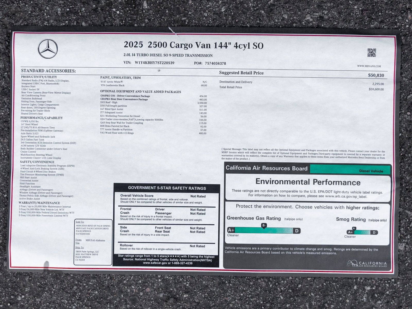 2025 Mercedes-Benz Sprinter 2500 Cargo 144 WB