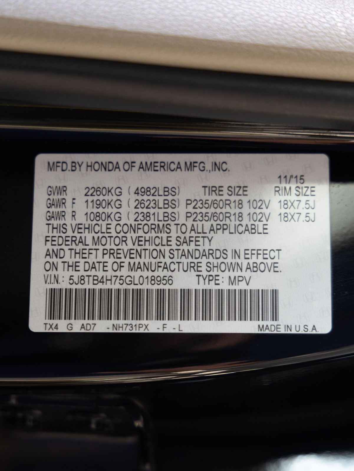 2016 Acura RDX Base AWD w/Advance Package