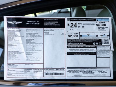 2026 Genesis G70 2.5T Prestige
