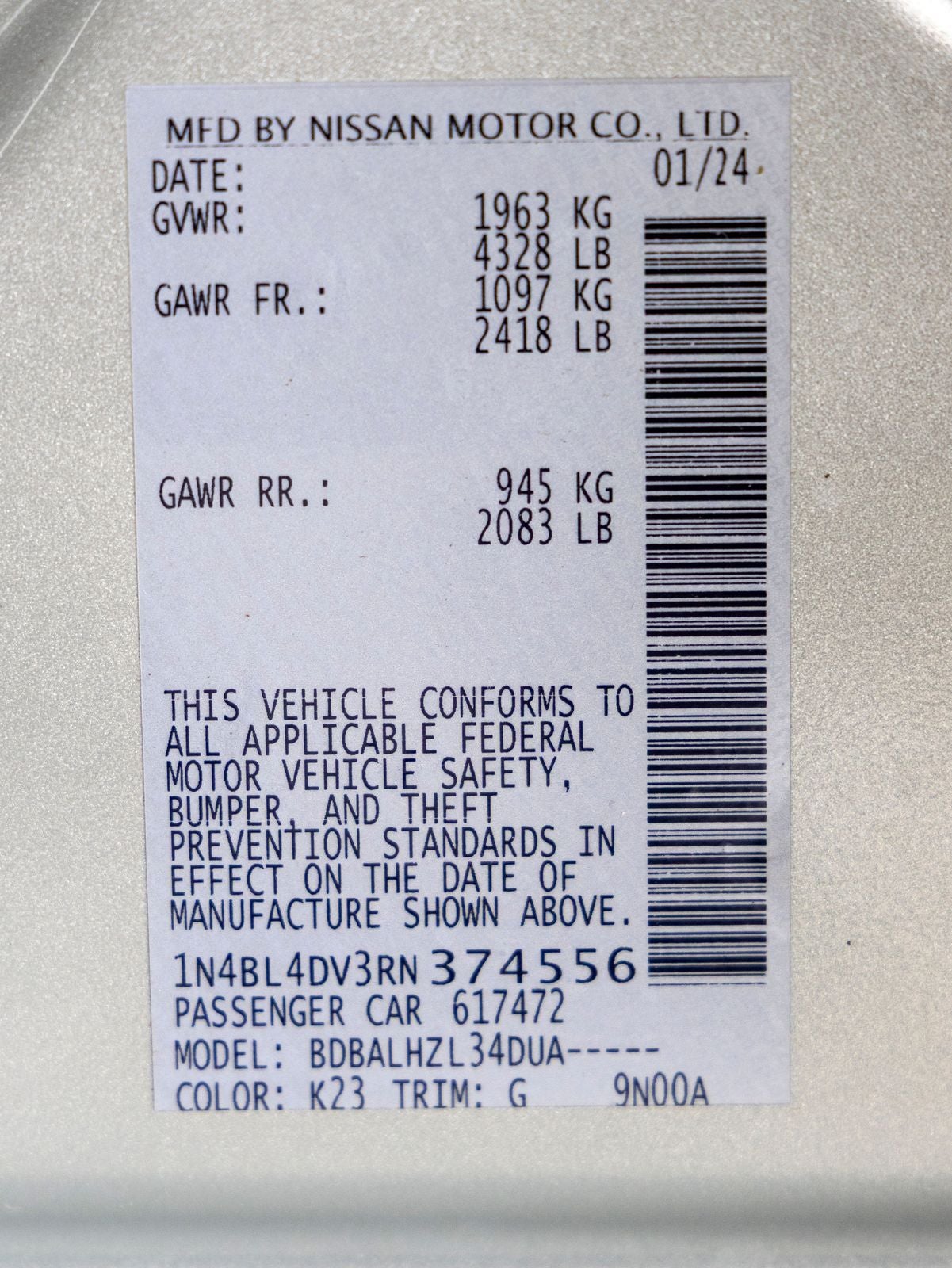 2024 Nissan Altima 2.5 SV