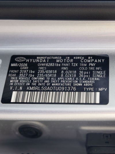 2026 Hyundai Palisade Hybrid Blue SEL 8 Passenger