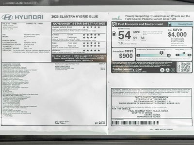 2026 Hyundai Elantra Hybrid Blue
