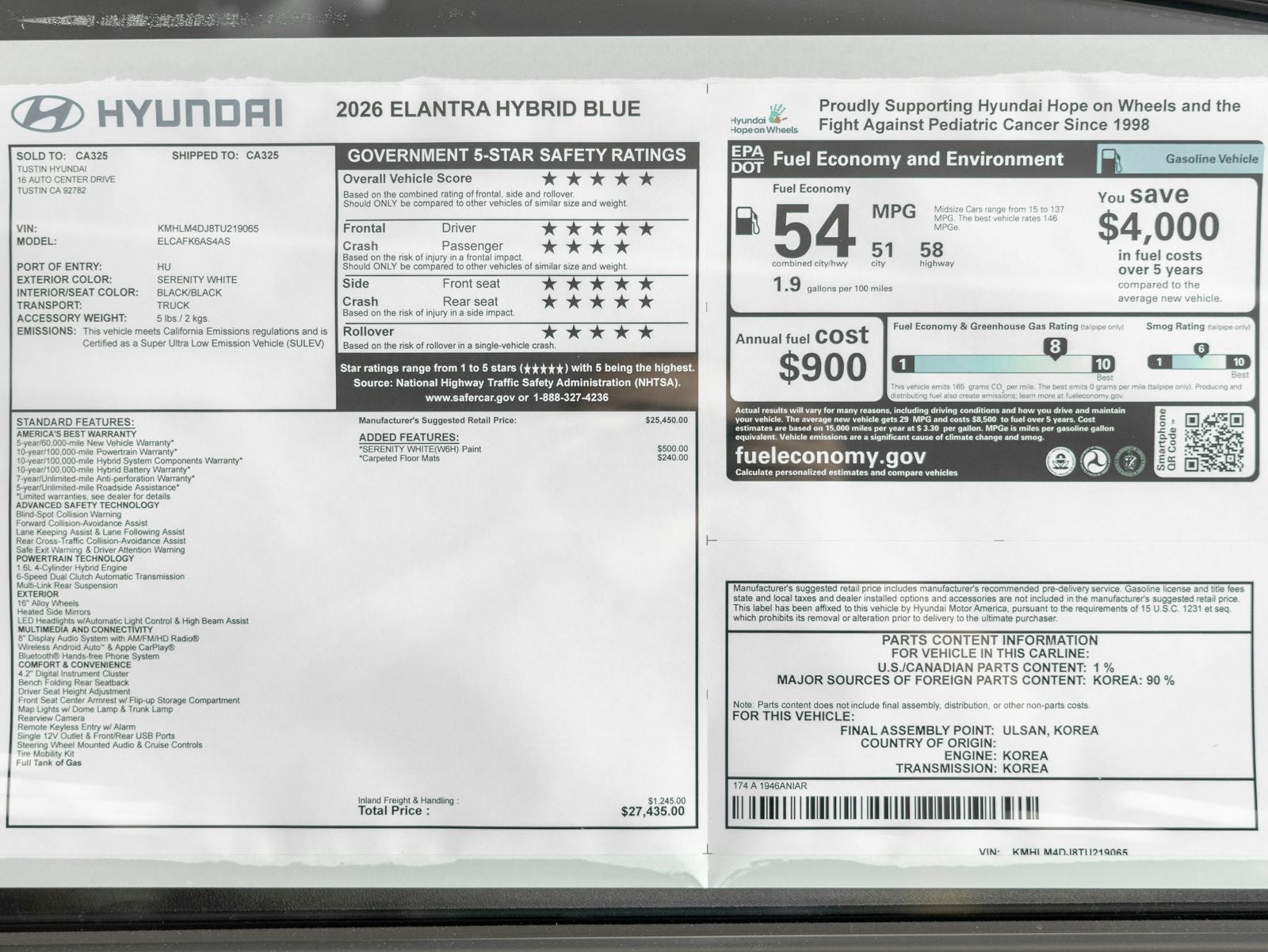 2026 Hyundai Elantra Hybrid Blue