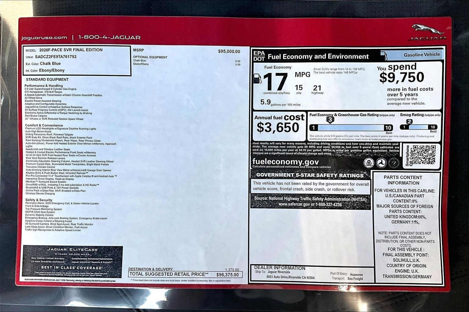 2026 Jaguar F-PACE SVR Final Edition