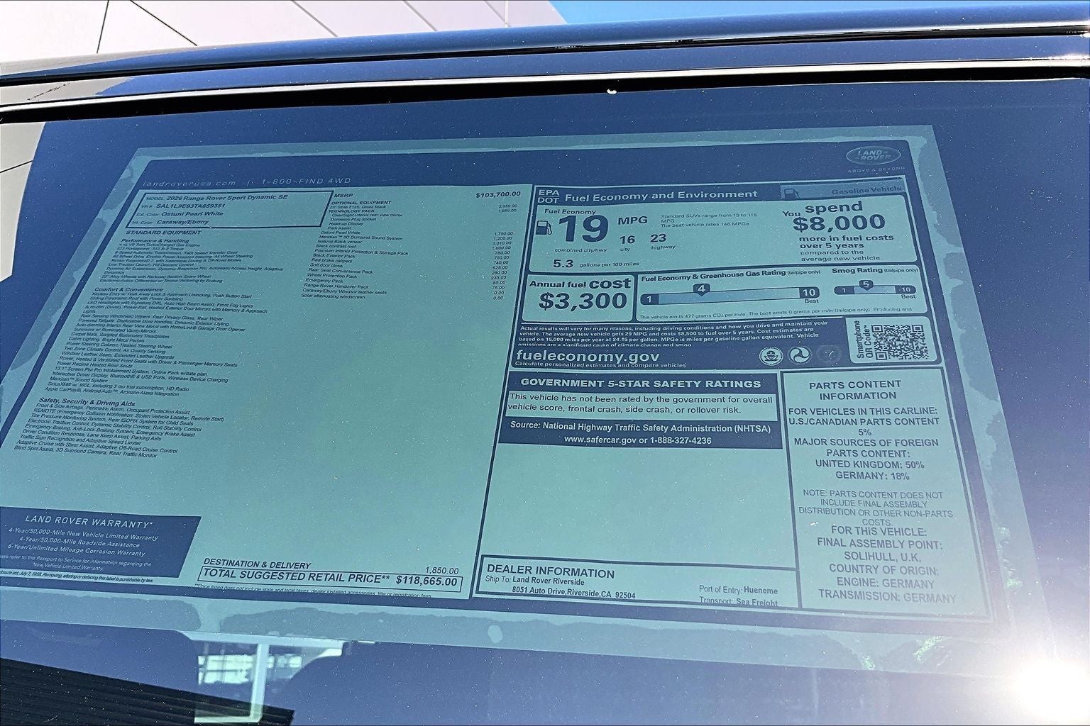 2026 Land Rover Range Rover Sport Dynamic SE