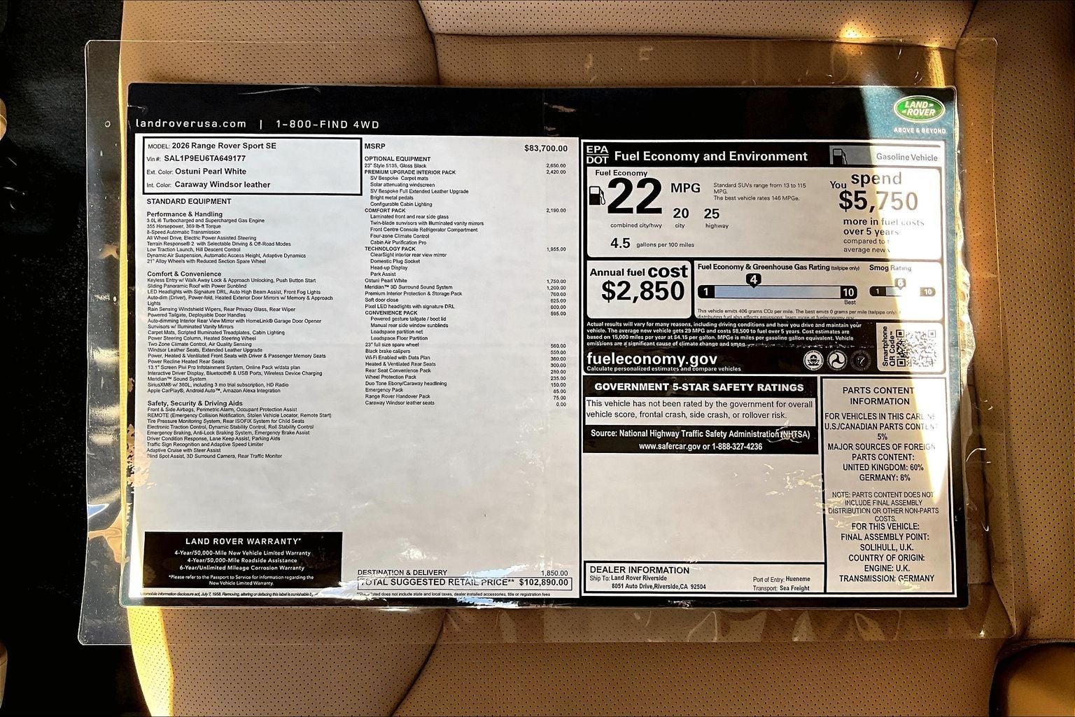 2026 Land Rover Range Rover Sport SE