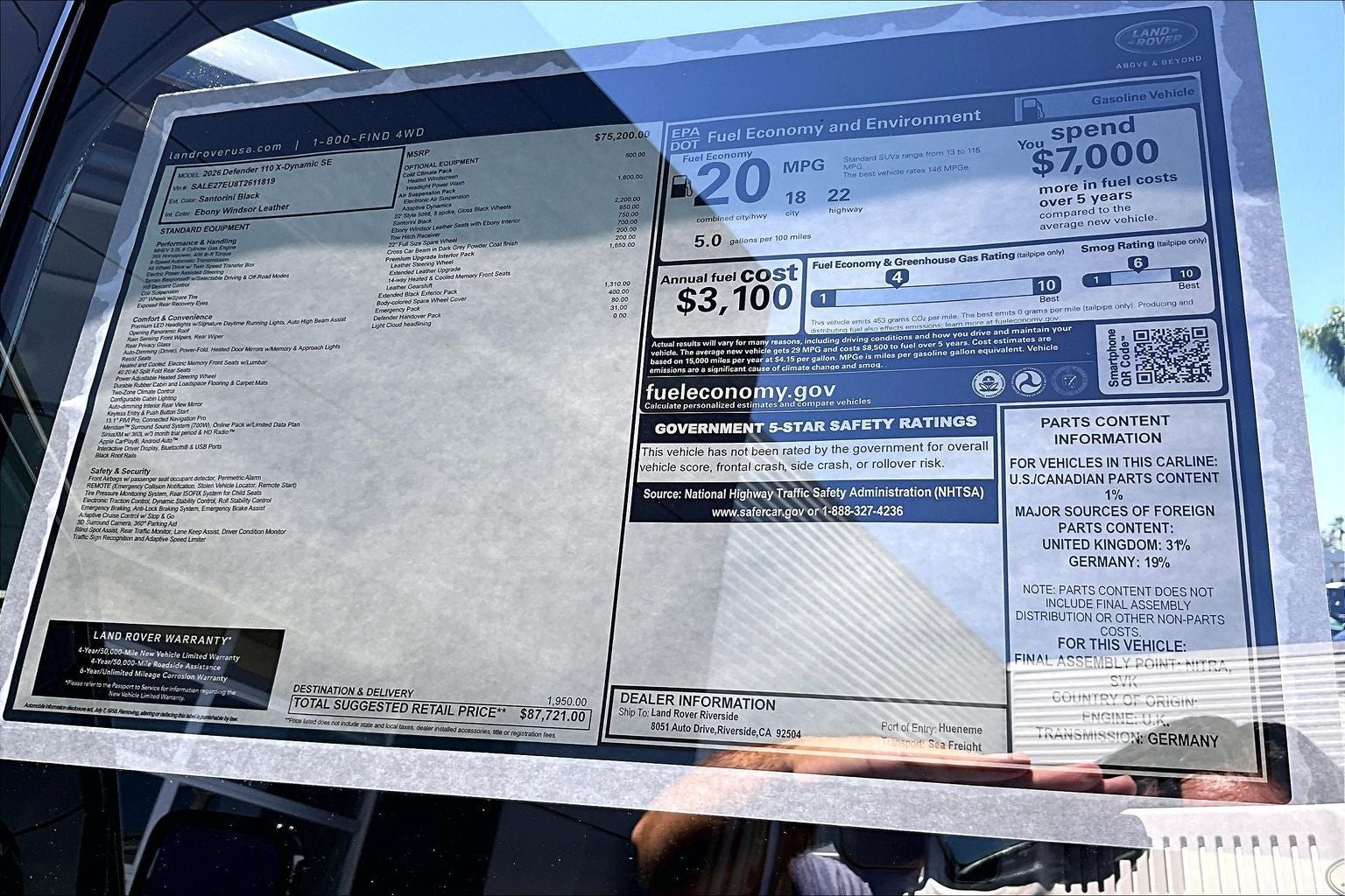 2026 Land Rover Defender 110 X-Dynamic SE