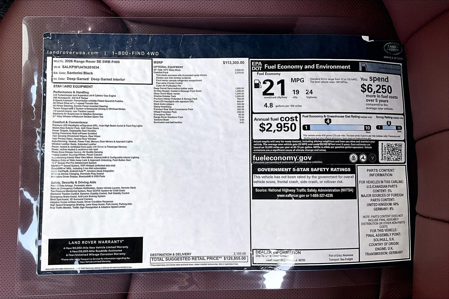 2026 Land Rover Range Rover SE