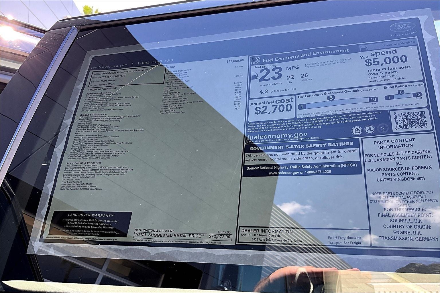 2026 Land Rover Range Rover Velar Dynamic SE