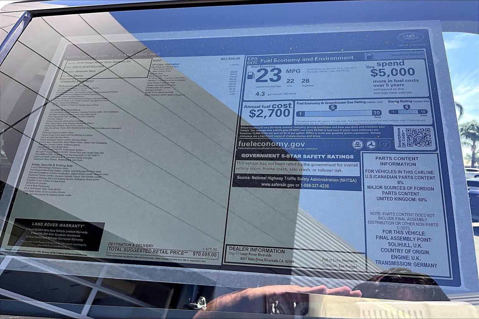 2026 Land Rover Range Rover Velar Dynamic SE