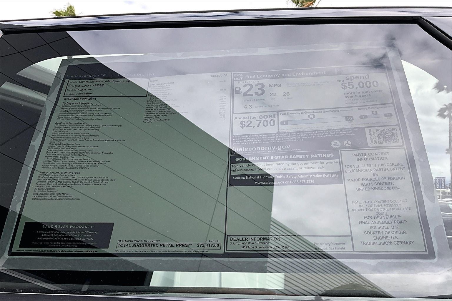 2026 Land Rover Range Rover Velar Dynamic SE