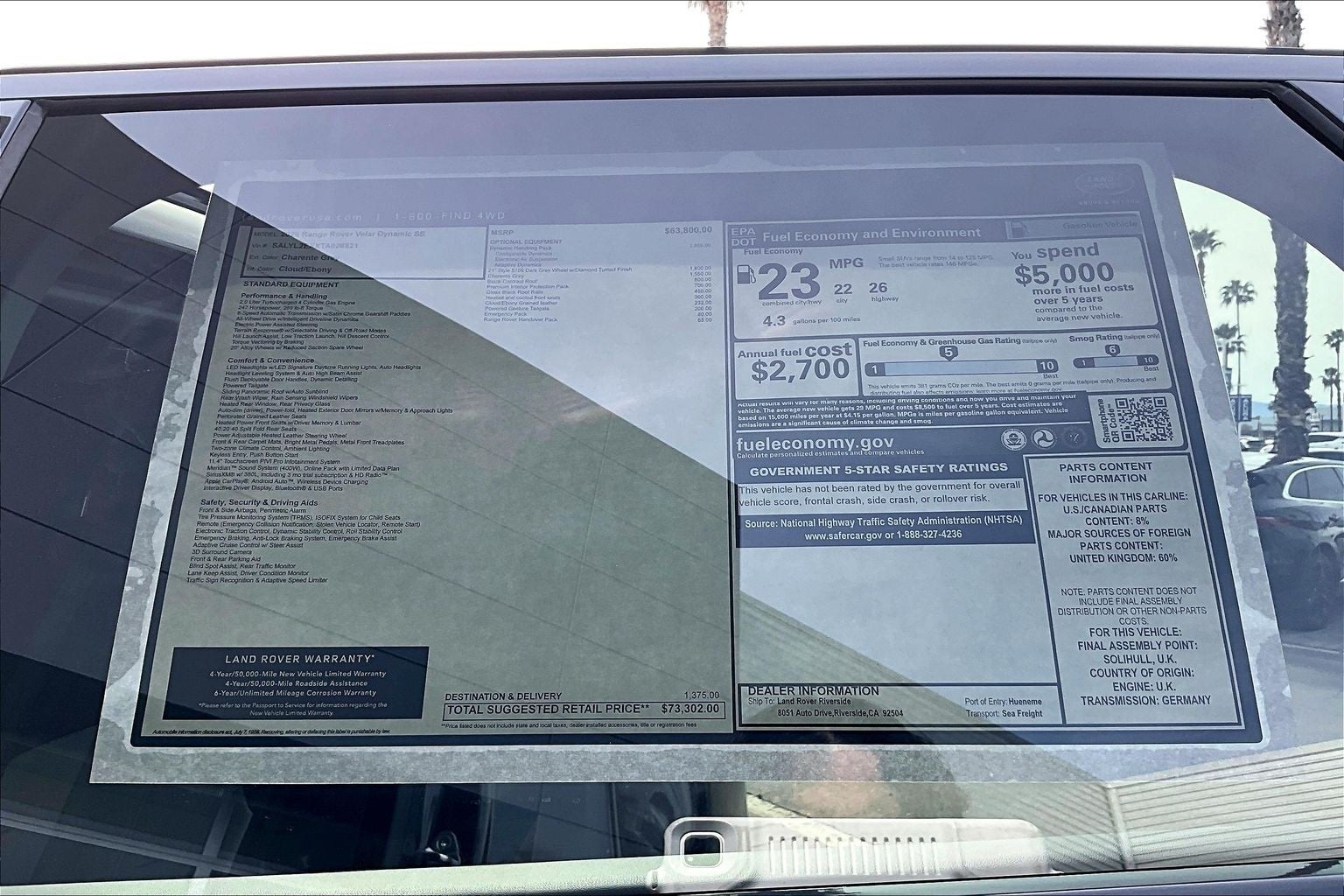 2026 Land Rover Range Rover Velar Dynamic SE