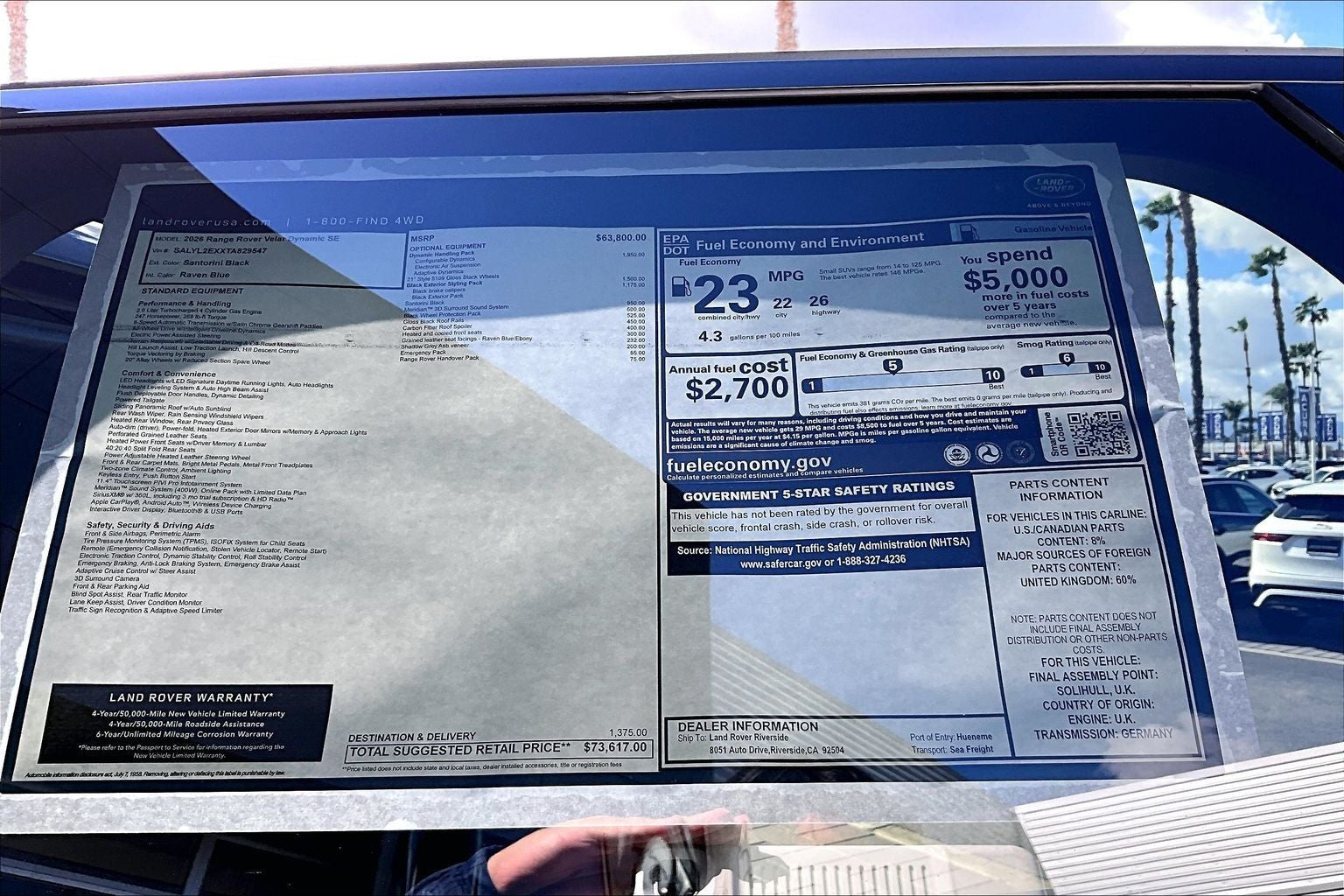 2026 Land Rover Range Rover Velar Dynamic SE