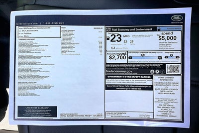 2026 Land Rover Range Rover Velar Dynamic SE