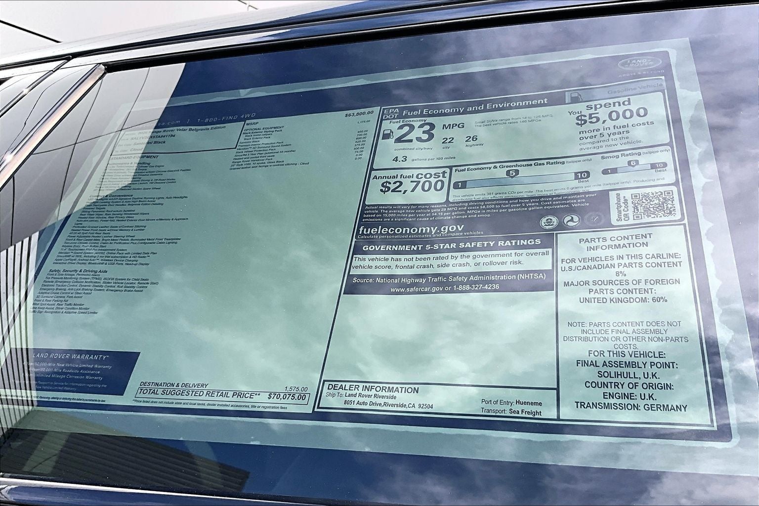 2026 Land Rover Range Rover Velar P250 Base