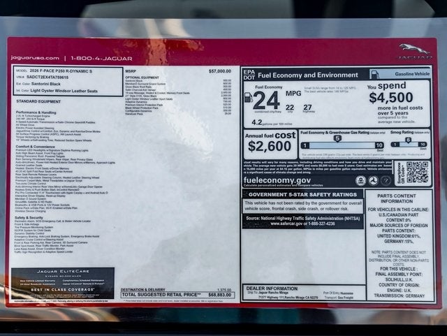 2026 Jaguar F-PACE P250 R-Dynamic S R- Dynamic S