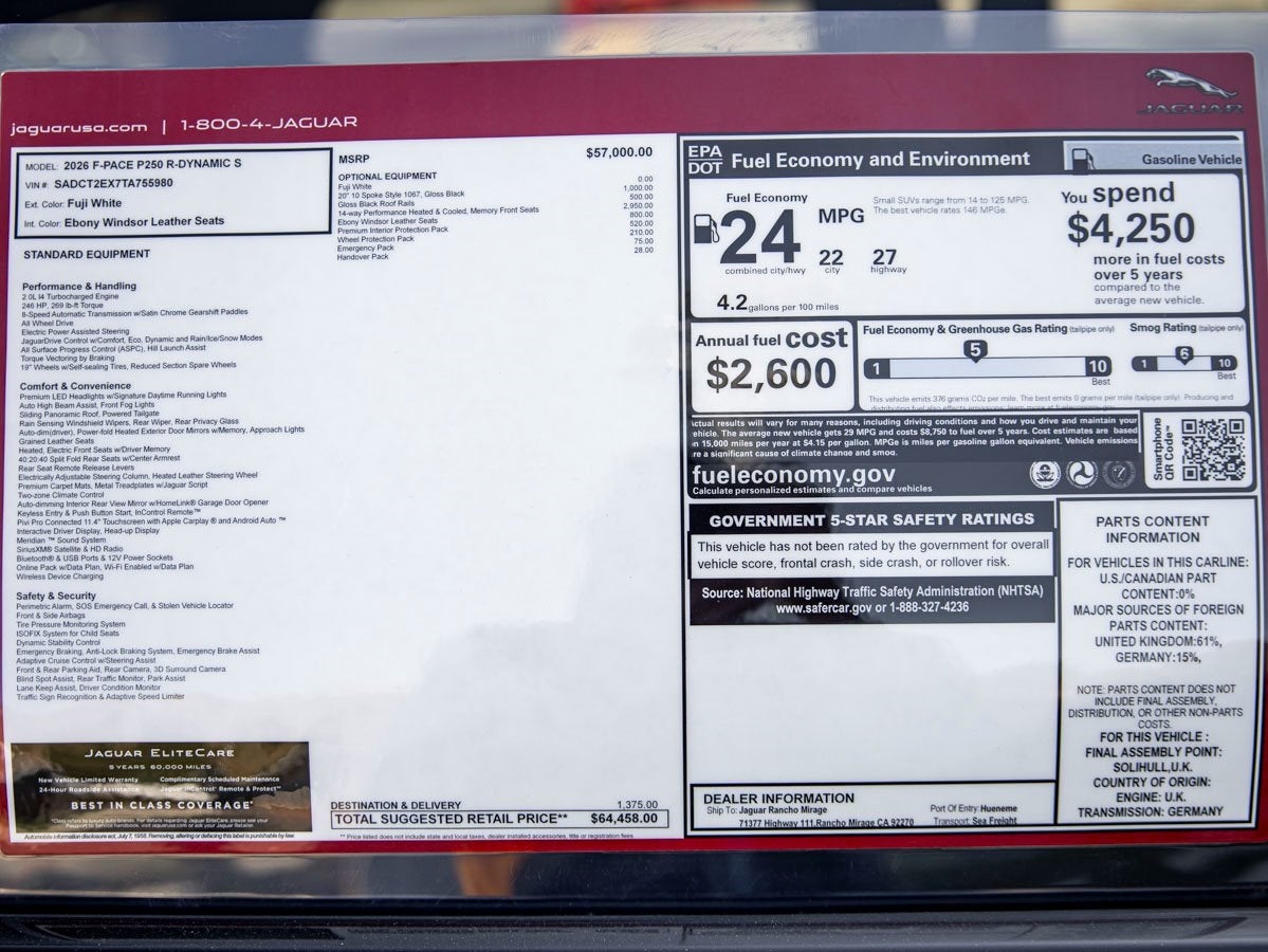 2026 Jaguar F-PACE P250 R-Dynamic S