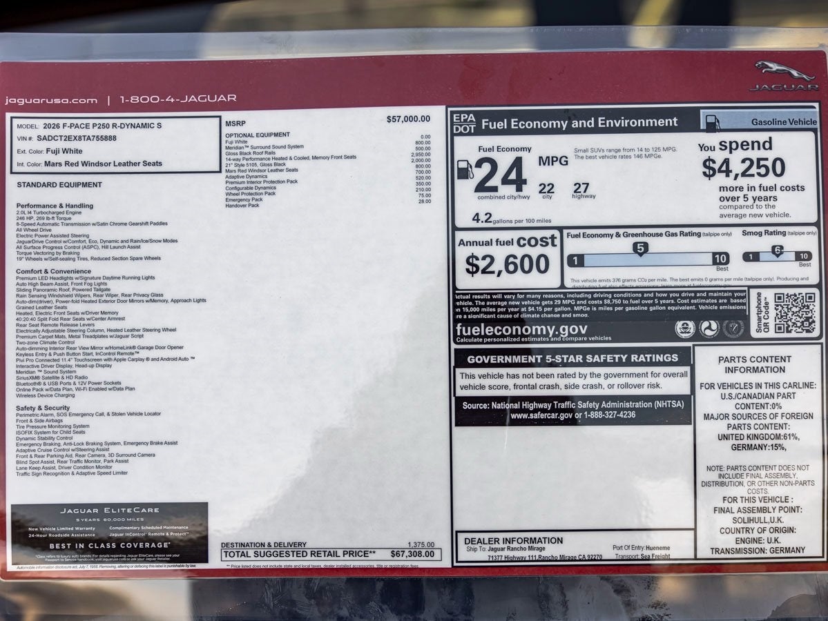 2026 Jaguar F-PACE P250 R-Dynamic S