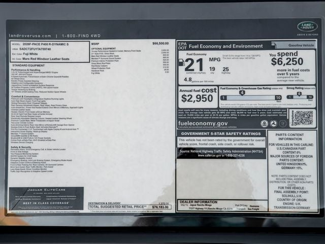 2026 Jaguar F-PACE P400 R-Dynamic S