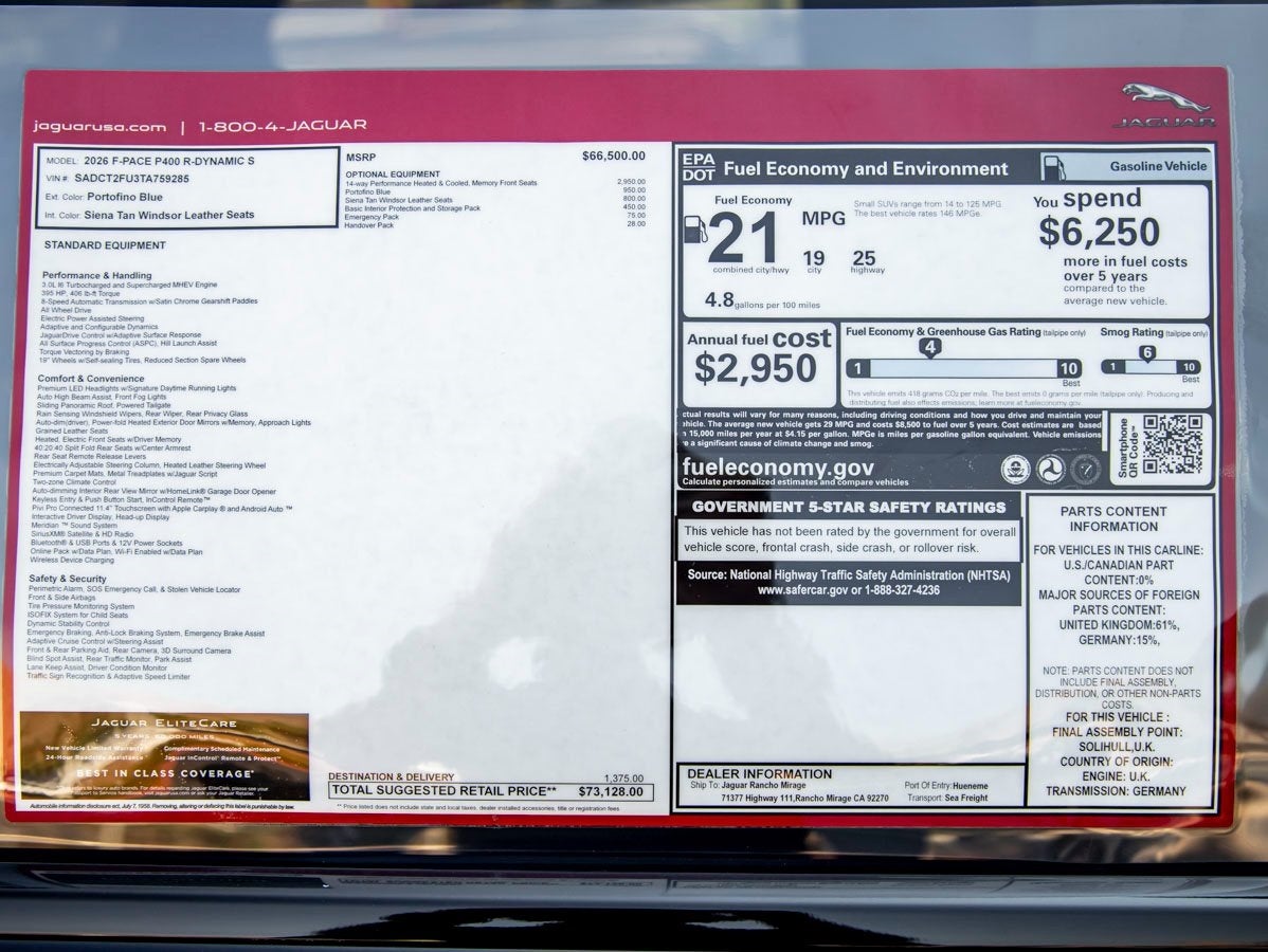 2026 Jaguar F-PACE P400 R-Dynamic S