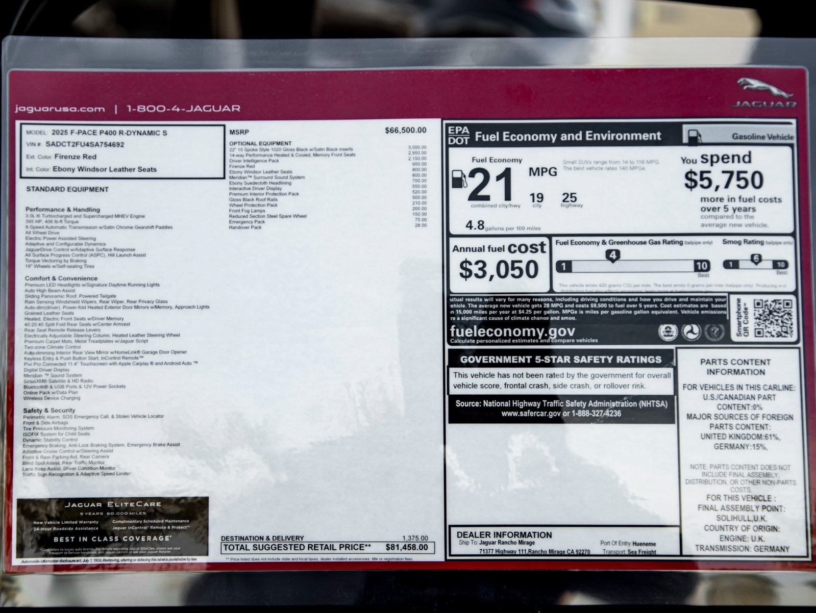 2025 Jaguar F-PACE P400 R-Dynamic S