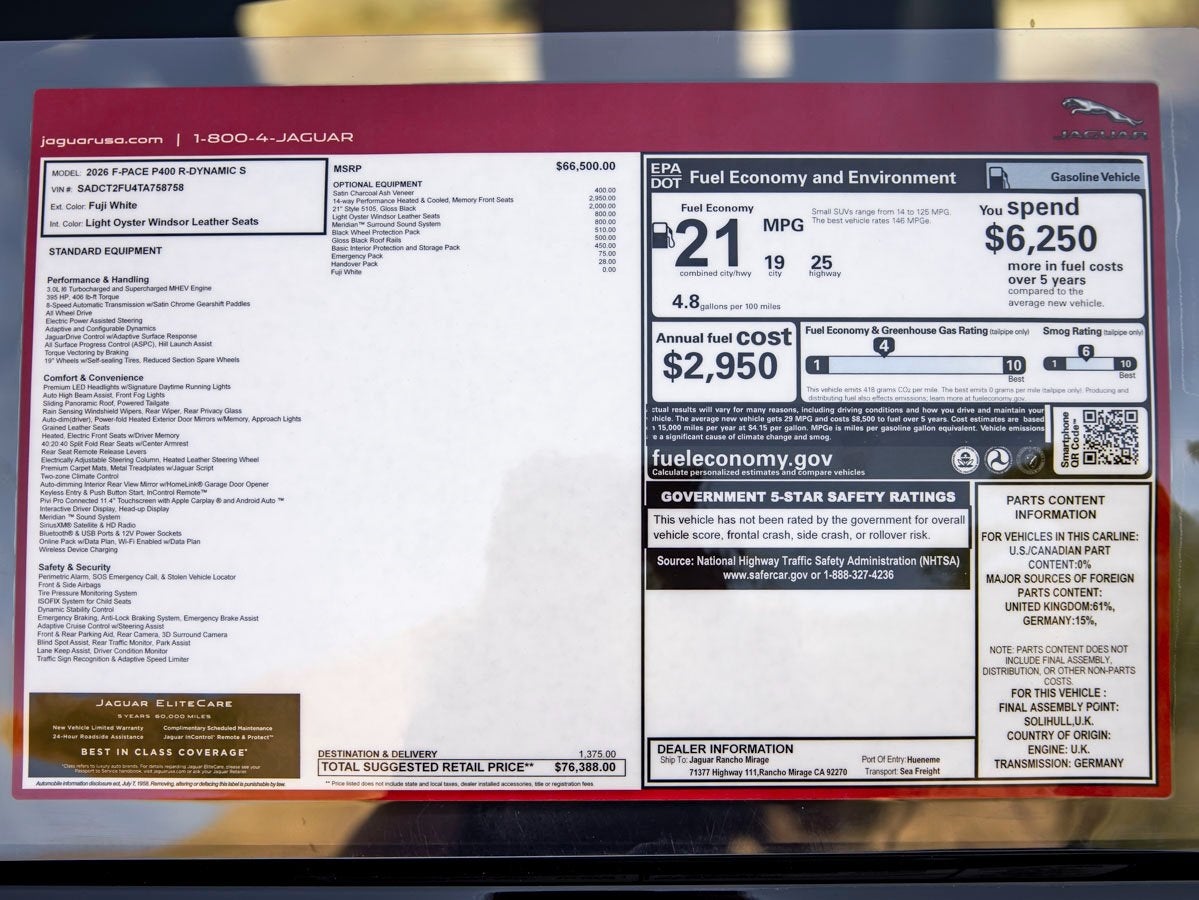 2026 Jaguar F-PACE P400 R-Dynamic S