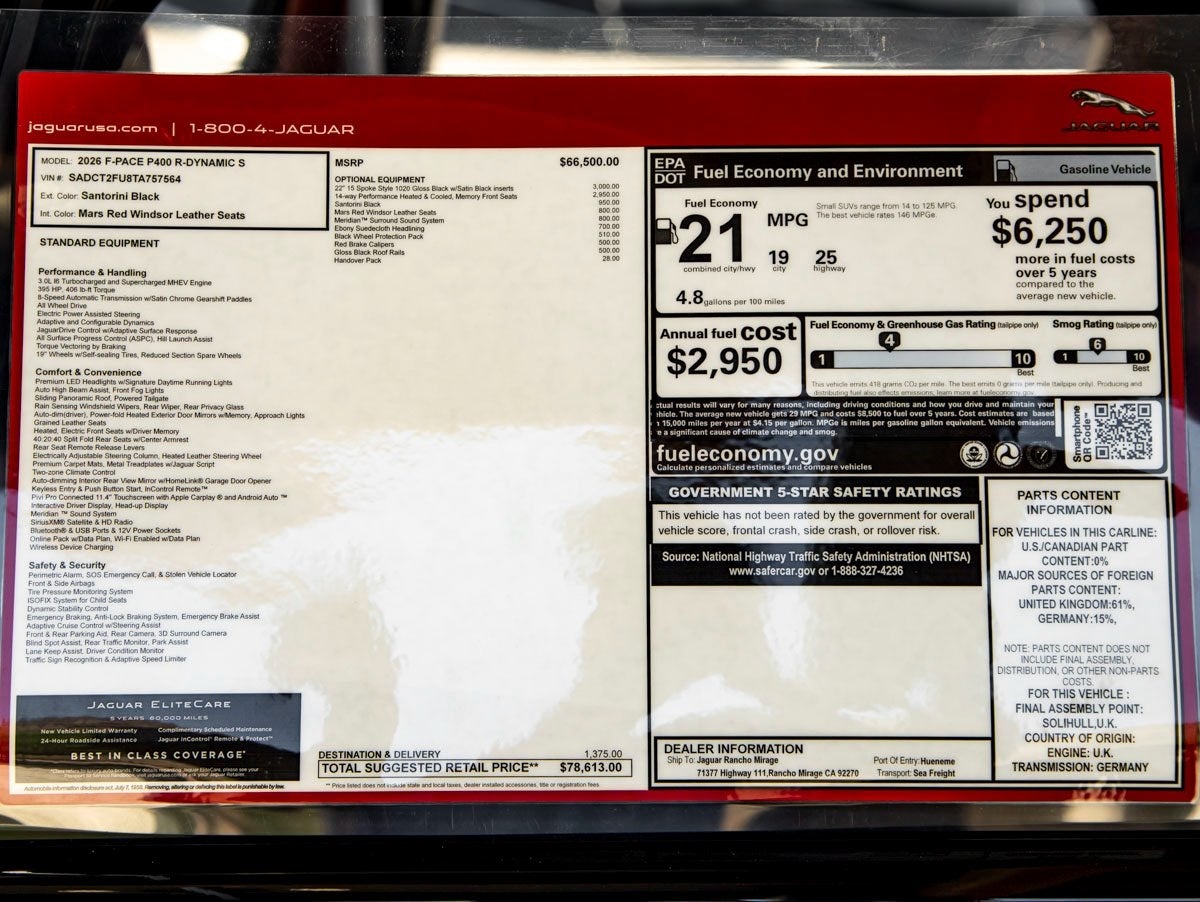2026 Jaguar F-PACE P400 R-Dynamic S