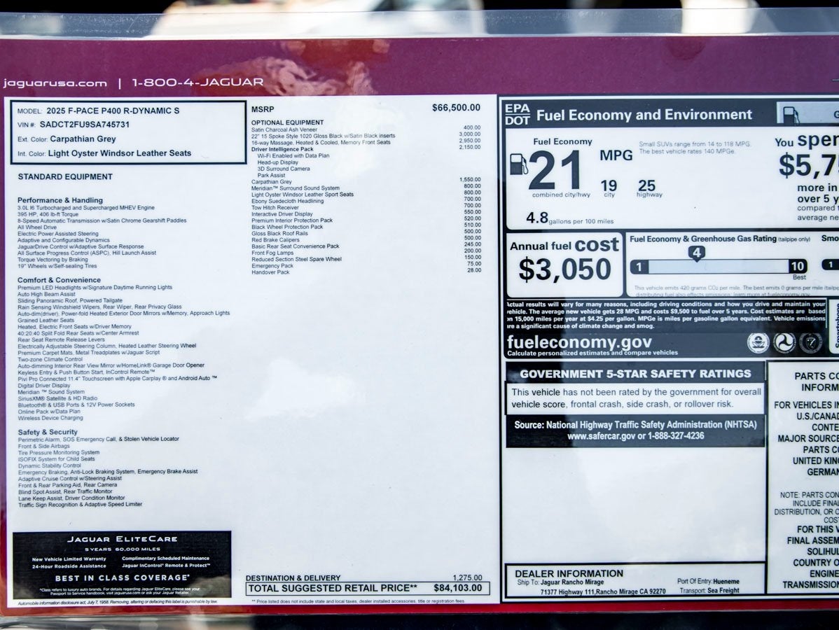 2025 Jaguar F-PACE P400 R-Dynamic S