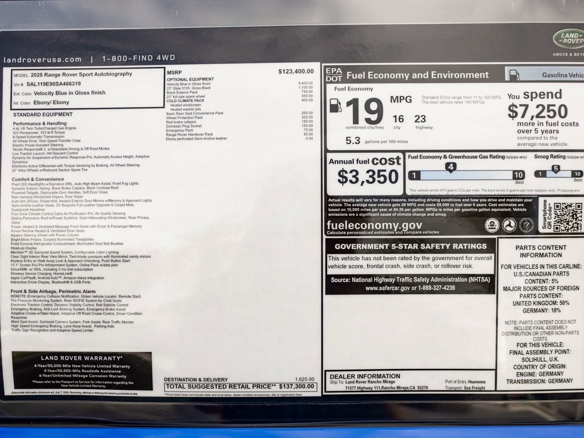 2025 Land Rover Range Rover Sport Autobiography