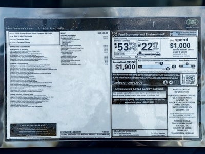 2026 Land Rover Range Rover Sport Plug-in Hybrid Dynamic SE