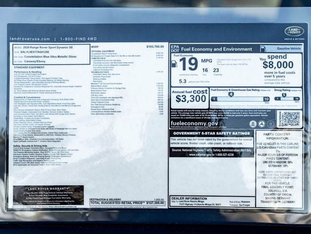 2026 Land Rover Range Rover Sport Dynamic SE