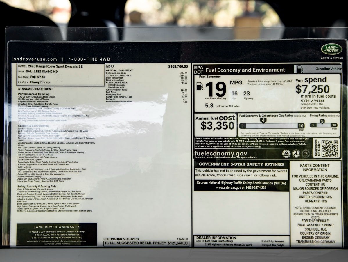 2025 Land Rover Range Rover Sport Dynamic SE