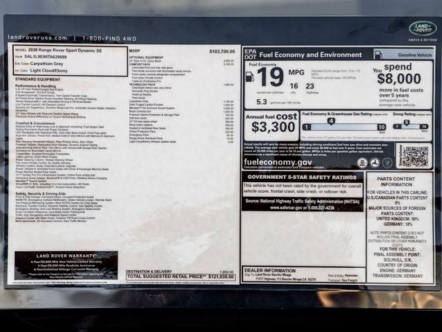 2026 Land Rover Range Rover Sport Dynamic SE