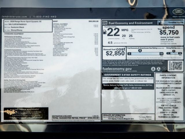 2026 Land Rover Range Rover Sport Dynamic SE