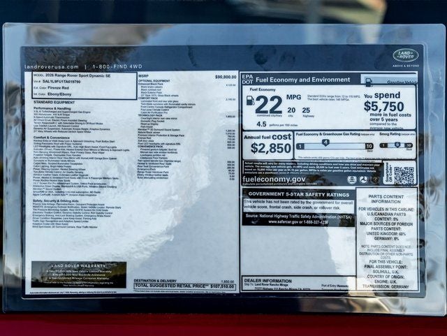 2026 Land Rover Range Rover Sport Dynamic SE