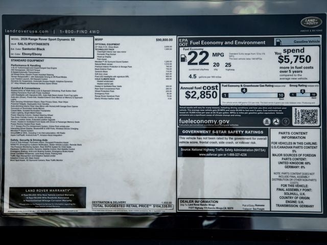 2026 Land Rover Range Rover Sport Dynamic SE