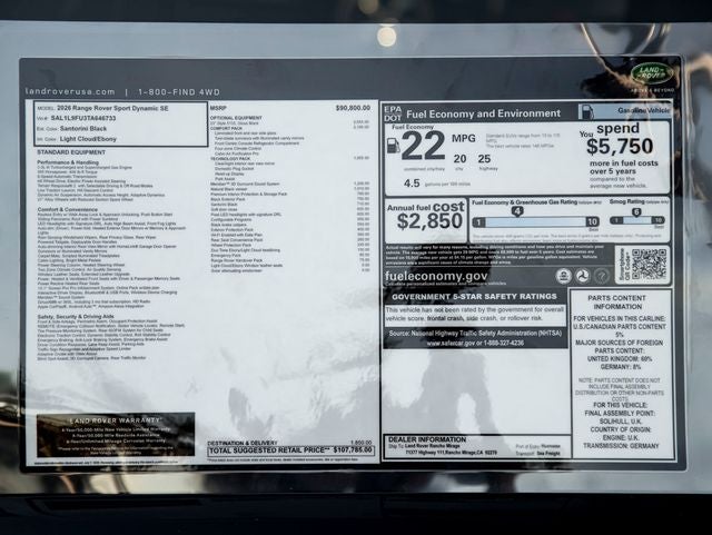 2026 Land Rover Range Rover Sport Dynamic SE