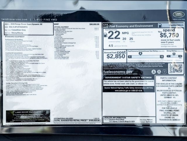 2026 Land Rover Range Rover Sport Dynamic SE
