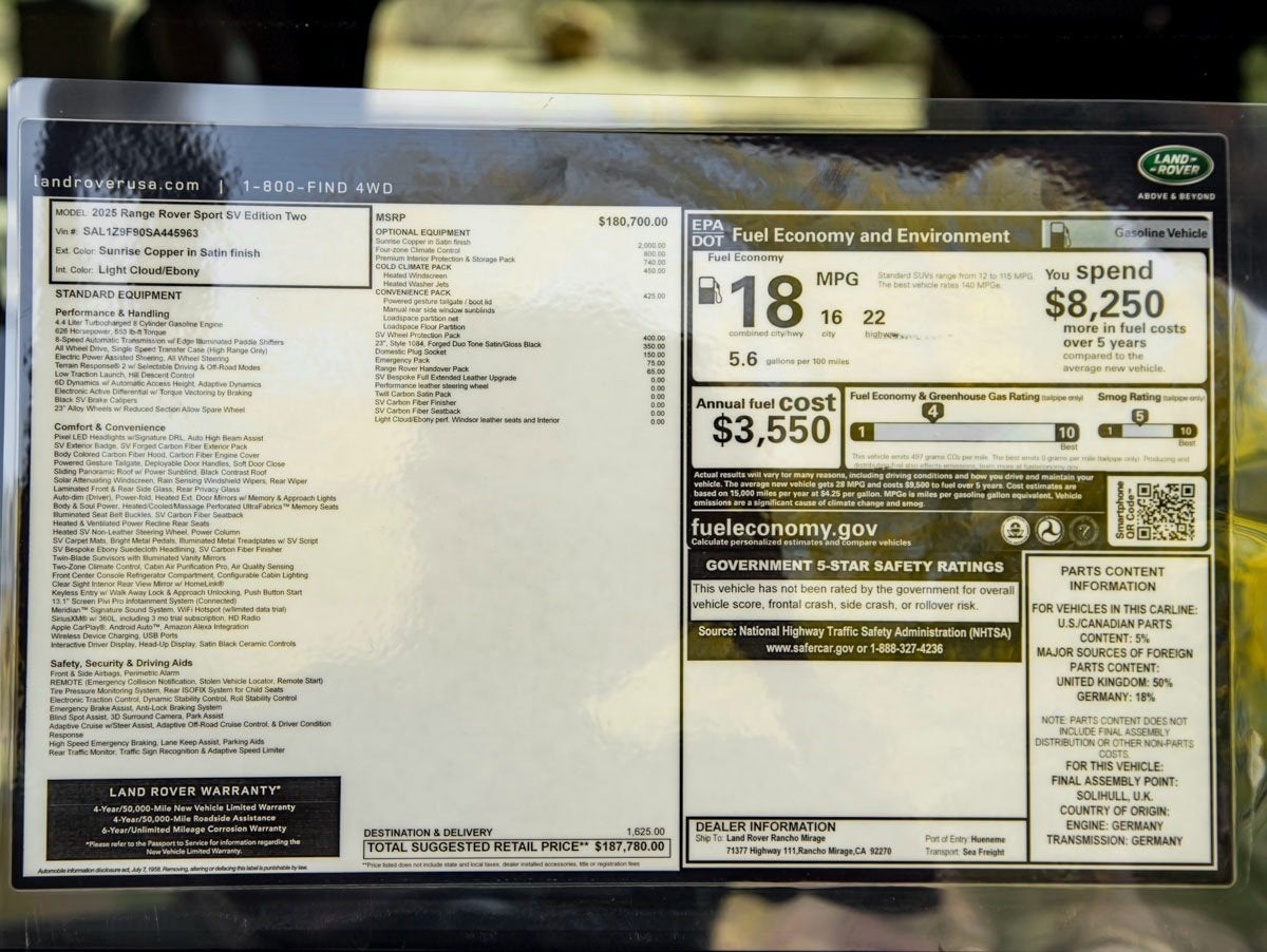 2025 Land Rover Range Rover Sport SV Edition Two