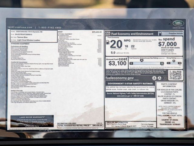 2026 Land Rover Defender 110 X-Dynamic SE