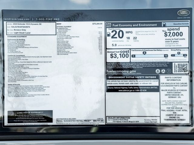 2026 Land Rover Defender 110 X-Dynamic SE