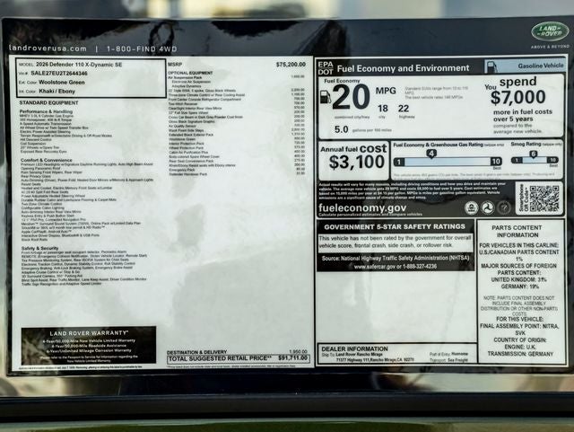 2026 Land Rover Defender 110 X-Dynamic SE