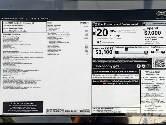 2026 Land Rover Defender 110 X-Dynamic SE