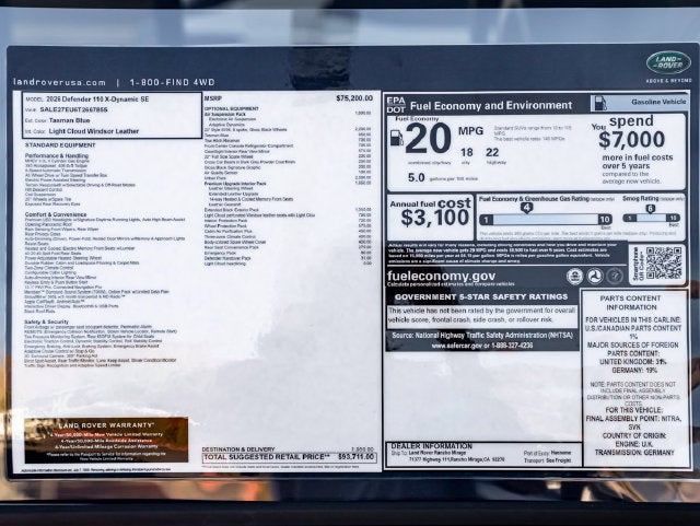 2026 Land Rover Defender 110 X-Dynamic SE