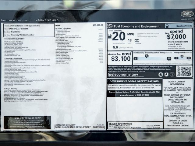 2026 Land Rover Defender 110 X-Dynamic SE