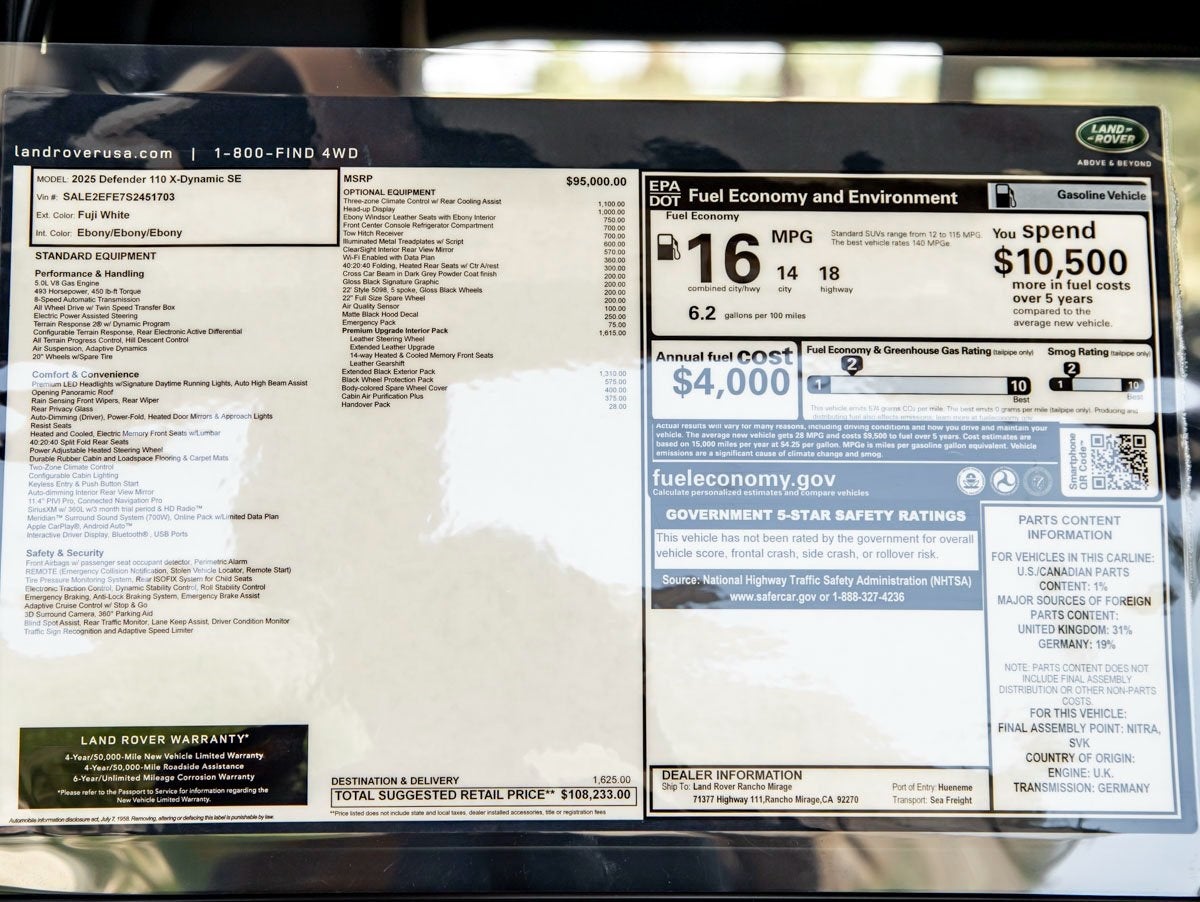 2025 Land Rover Defender 110 X-Dynamic SE